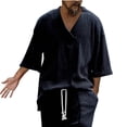 thumbnail image 2 of fnnxeal Mens Breathable Polyester Cable Knit Short Sleeve Shirt Navy Relaxed Big & Tall Fit Anti-Shrink Wrinkle Resistant Casual Everyday Lounge TopSize L, 2 of 6