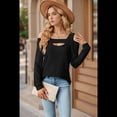 thumbnail image 4 of Blusa de Verano con Escote Cuadrado y Hombros Descubiertos para Mujer, Color Negro, Talla L, 4 of 8