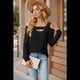 thumbnail image 4 of Blusa de Verano con Escote Cuadrado y Hombros Descubiertos para Mujer, Color Negro, Talla L, 4 of 8