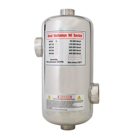 MF-80 Multipurpose HEAT EXCHANGER #304 Stainless Steel for SWIMMING POOL POND & SPA Bath
