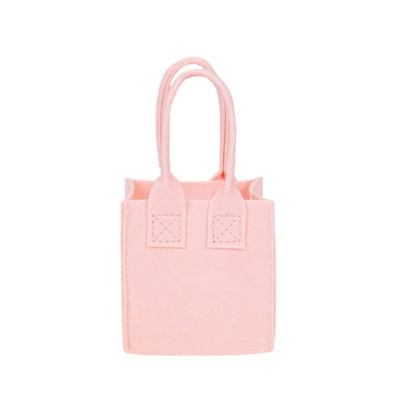 Portable Felt Tote Bag Cute Gift Bag for Kids Suitable for Christmas Baby Shower Birthday Holiday Party (Pink)