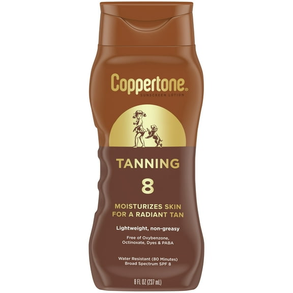 Coppertone Tanning Sunscreen Lotion, SPF 8 Broad Spectrum Sunscreen, 8 fl oz