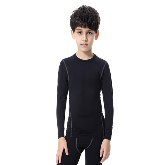 LNFINTDO 1 or 2 Pack Youth Boys Compression Shirt Athletic Long Sleeve Baseball Undershirt Soccer Sports Base Layer Top
