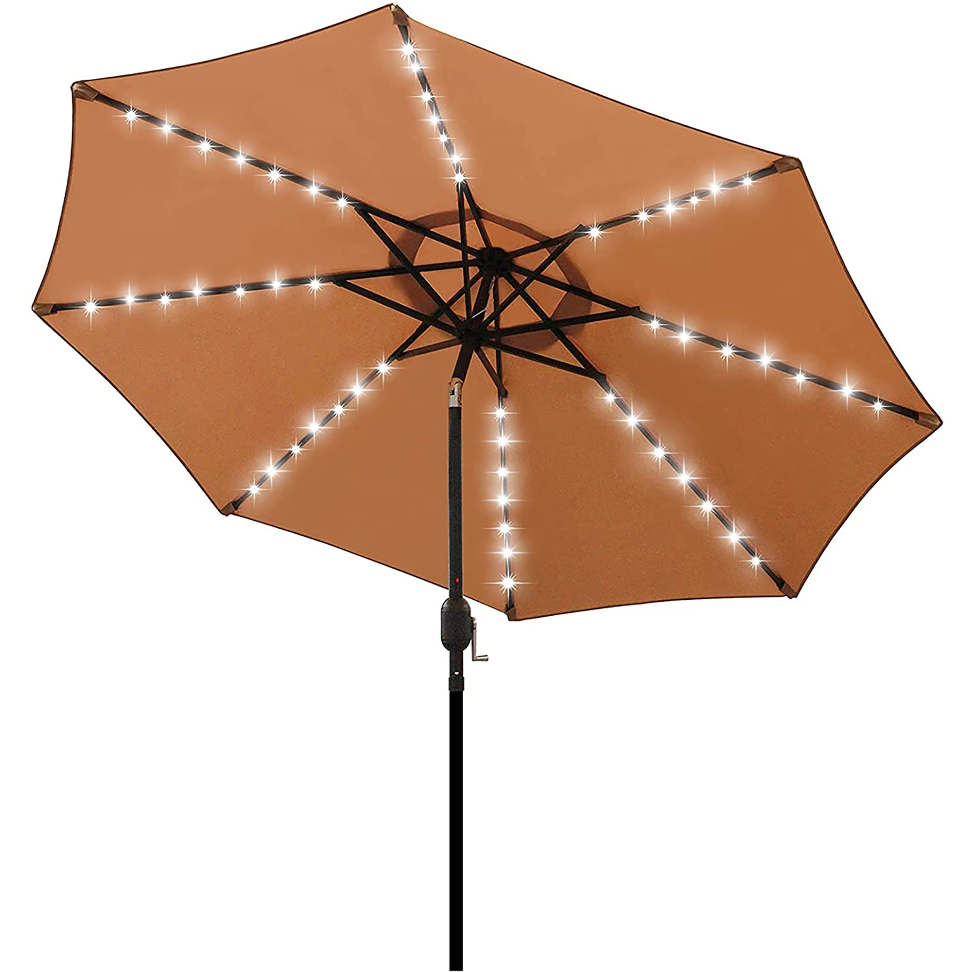 9 ft Solar Powered Patio Market Table Umbrella with 32 LED Lights