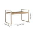 thumbnail image 3 of ICQOVD Desktop Storage Rack Iron Frame Wood Board Double Layer Shelf Bookshelf for Home Office White 30x20x18cm, 3 of 6