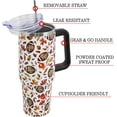 thumbnail image 4 of 40oz Fall Tumbler with Lid & Straw - Insulated Stainless Steel Coffee Cup, Leak-Proof Vacuum Design, Autumn Maple Leaves Football Theme, Farmhouse Cute Gift for Women & Girls, 4 of 6