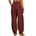 thumbnail image 4 of DYMADE Women's Cotton Linen Summer Sold Pockets Elastic Waist Casual Harem Pant Plus Size S-5XL, 4 of 4