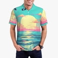 thumbnail image 1 of Balery Retro Palm Beach Sunset Camisa Polo de Hombre con Estampado, de Manga Corta y Tejido Medio, Camisa Tipo Golf Polo-Large, 1 of 6