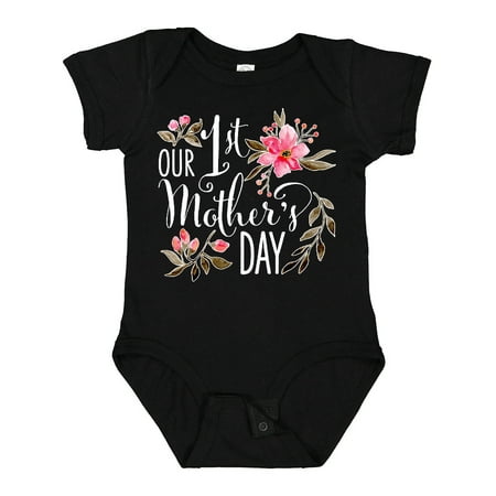 

Inktastic Our First Mother s Day- Pink Flowers Gift Baby Boy or Baby Girl Bodysuit
