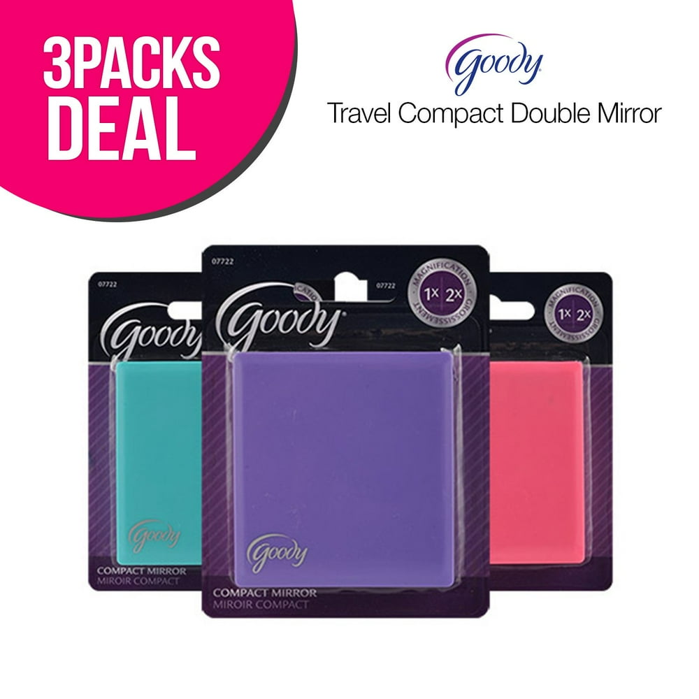 3Pack! Travel Compact Double Mirror, Goody Travel Compact Double