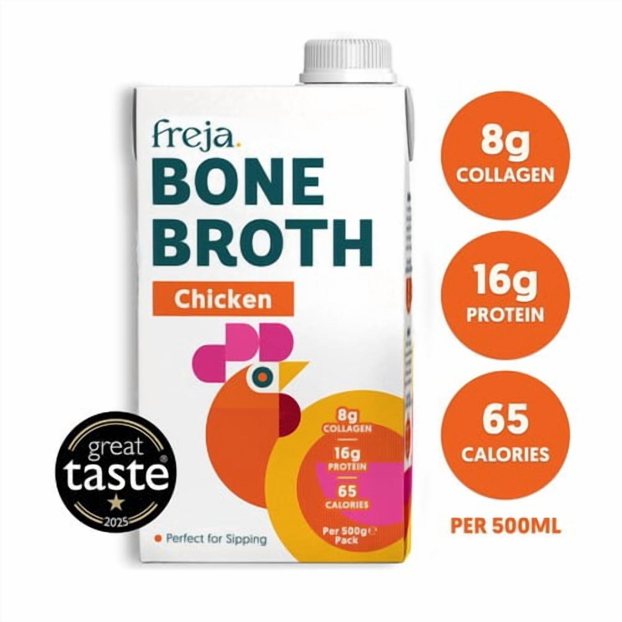 Freja Chicken Classic Bone Broth 500ml, British Import (Pack of 2)