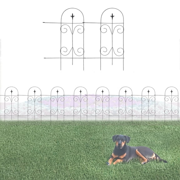 Glamos Wire 32 in Finial Border Fence. 2x 8ft sections 16ft total 2 Pack