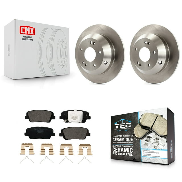 Transit Auto Ensemble de Disques de Frein Arrière et de Plaquettes Céramiques pour Voiture 2014-2015 Kia Sorento avec Étriers Peints Rouges K8T-103022