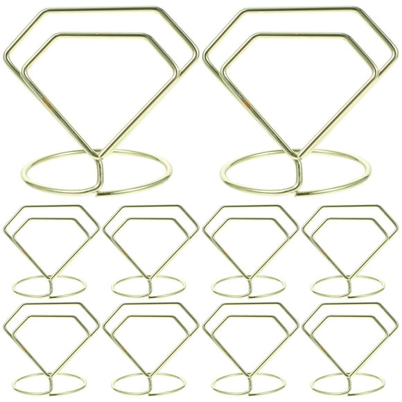 10pcs Carbon Steel Place Card Holders Table Number Holders Diamond Shape Table Card Holder Table Picture Stands