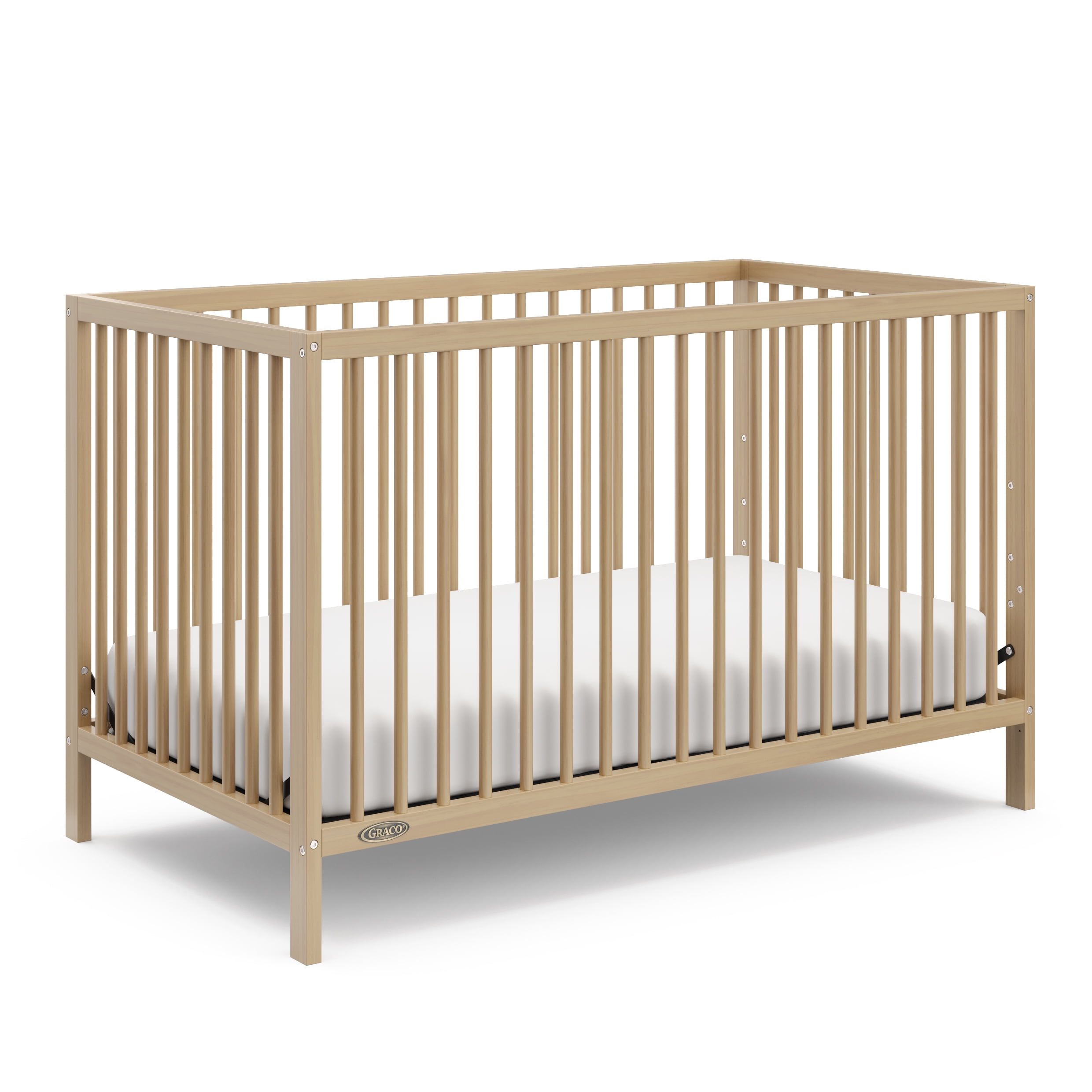 Graco Teddi 5-in-1 Convertible Crib and Premium Crib & Toddler Mattress Bundle, Driftwood