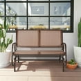 thumbnail image 3 of Gymax 48'' Outdoor Patio Swing Glider Bench Chair Loveseat Rocker Lounge Backyard Brown, 3 of 10