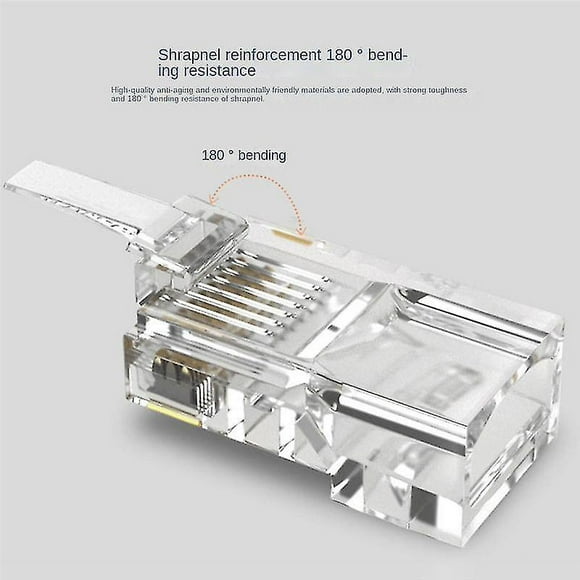 100pcs Rj45 Ethernet Cables Module Plug Network Connector For Utp Cat6 Rj45 Network Cable Crystal H