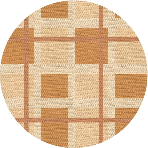 Ahgly Company Indoor Round Patterned Cardboard Brown Gold Area Rugs, 4' Round