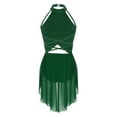 thumbnail image 5 of SiiRoh Women's Lyrical Dance Dress Glittery Cutout Strappy Backless Halter Skirted Leotard Dancewear Green L, 5 of 7