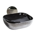 thumbnail image 2 of Isabella Plus Collection Rectangular Above Mount Basin with an Embossed Exterior, Smooth Interior, and Center Drain - Black/Silver, 2 of 3
