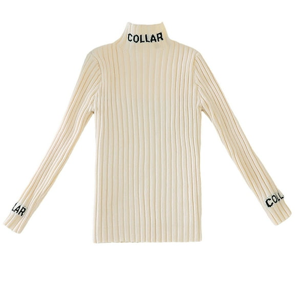Odeerbi Kids Girls Turtleneck Sweater Rib Knit Sweater Winter High Neck Pullover Sweater Spring Fall Children's Solid Color Basic Layering T-shirt Beige