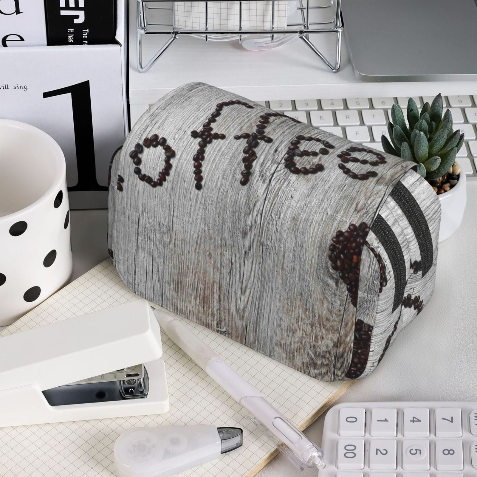 Rateoe Coffee Beans On Board Pattern Double Clamshell Pen Case, Storage Organizer with Two Zipper Compartments– Holds Up to 50 Pencils & Pens