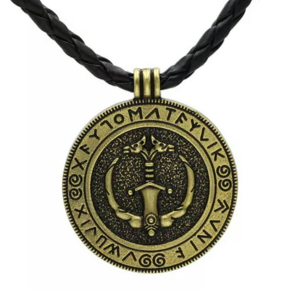 GKNET Mens Stainless Steel Double Sided Viking Ship Rune Pendant Necklace Chain-Bronze