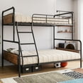 thumbnail image 1 of Metal Bunk Bed Twin Over Full Size with Angled Ladder, High Guardrail, Heavy Duty Bunk Bed Frame with Metal Slats, Smooth Rounded Edges, for Kids, Teens, Adults, Vintage Brown, 1 of 7