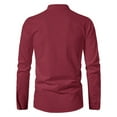 thumbnail image 3 of Mens T-shirts Mens Collar Pure Long Sleeved Shirt Youth Fashion Vintage Stand Up Collar Long Sleeved Shirt Fitting Men Tunic Short Tops Athletic Swim Top Hot Gear Men Short Sleeve Tee Red 2XL, 3 of 4