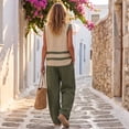 thumbnail image 5 of CIENVNSTG Two Piece Sets for Women Summer Sleeveless Ethnic Boho Striped Vest Loose Wide Leg Pants Vestidos Fashion Streetweeetwear Green L, 5 of 8