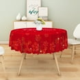 thumbnail image 3 of Nanqianyi Merry Christmas Tablecloth 70 Inch Round Winter Red Snowflakes Waterproof Table Cloth for Holiday Party Dining, 3 of 9