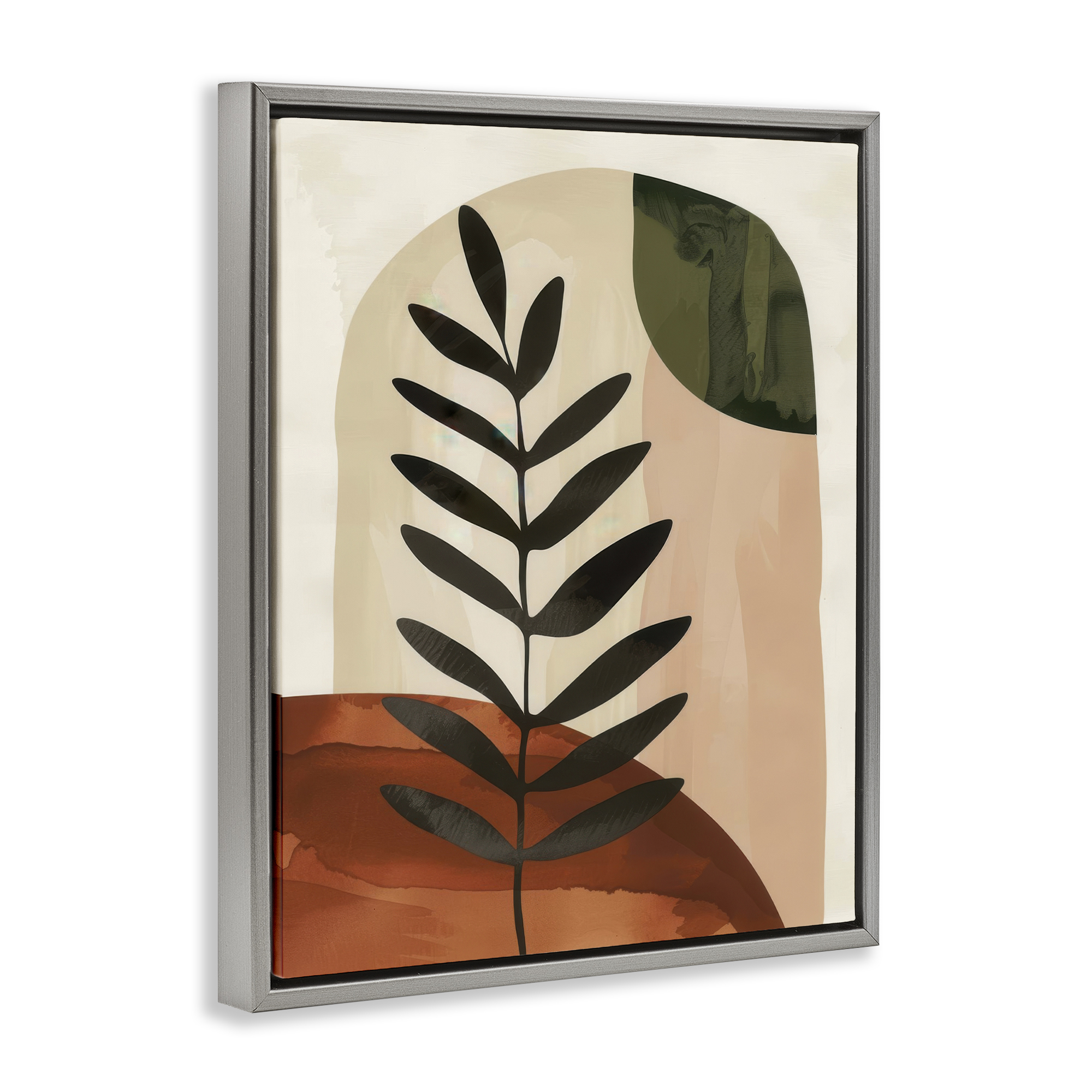 Stupell Industries Fern Strand Neutrals Plants & Flowers Painting Gray Floater Framed Canvas Art Print Wall Art, 17 x 21