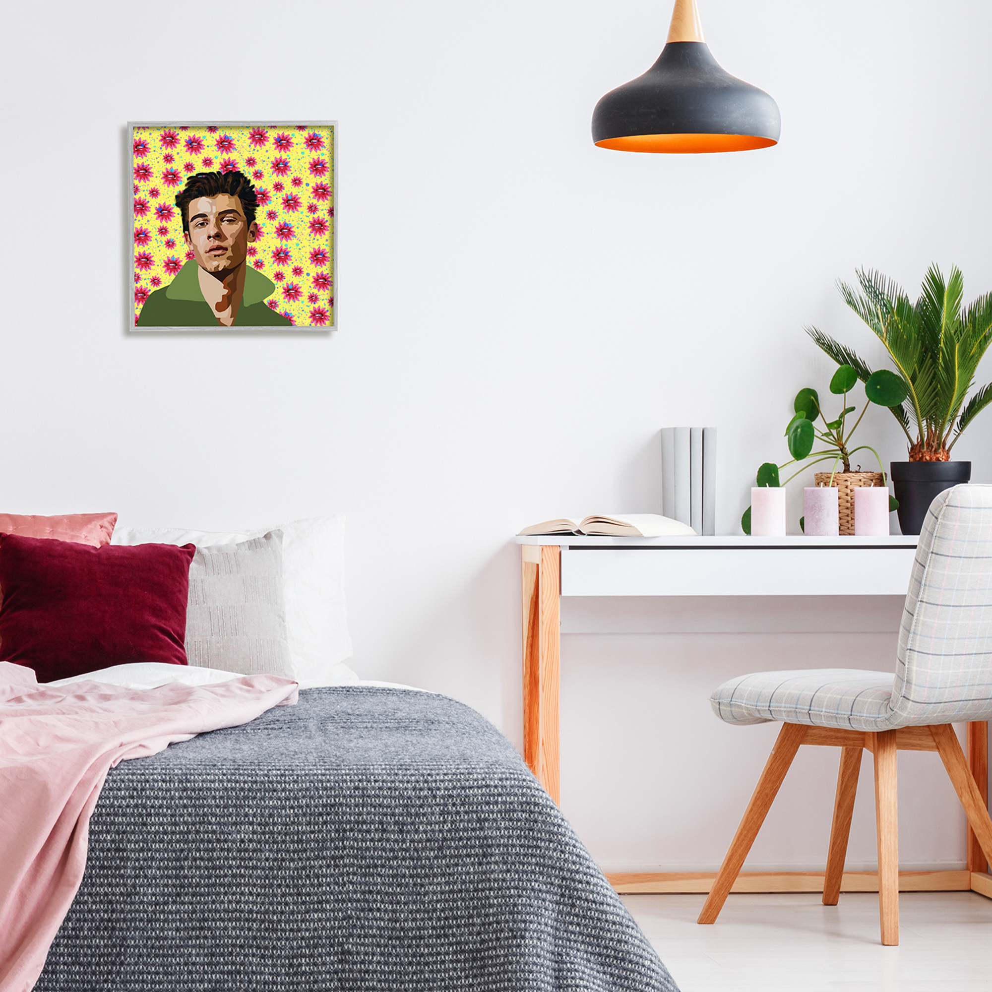 Stupell Industries Groovy Yellow Floral Pattern Modern Mendes Portrait, 17 x 17, Design by Lynnda Rakos