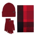 thumbnail image 3 of Plaid Scarf Winter Shawl Warm Set Knit Hat Gloves Three Piece Combo for Outdoor Cold Weather, 3 of 9
