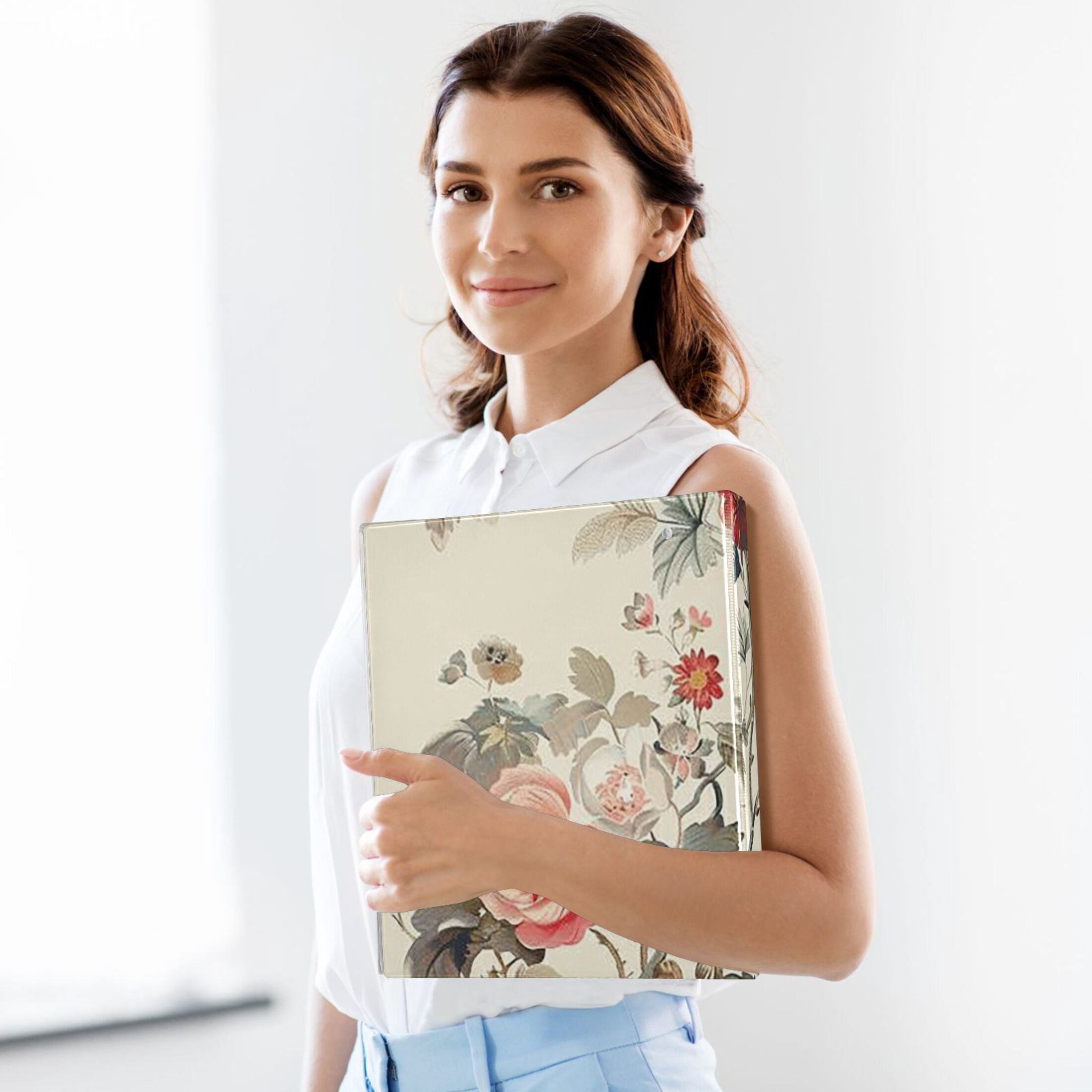 Boho Flowers 3 Ring Binders 1.5 inch Hardcover File Folders with Interior Pockets A4 Size Organizer for School Office Hospital