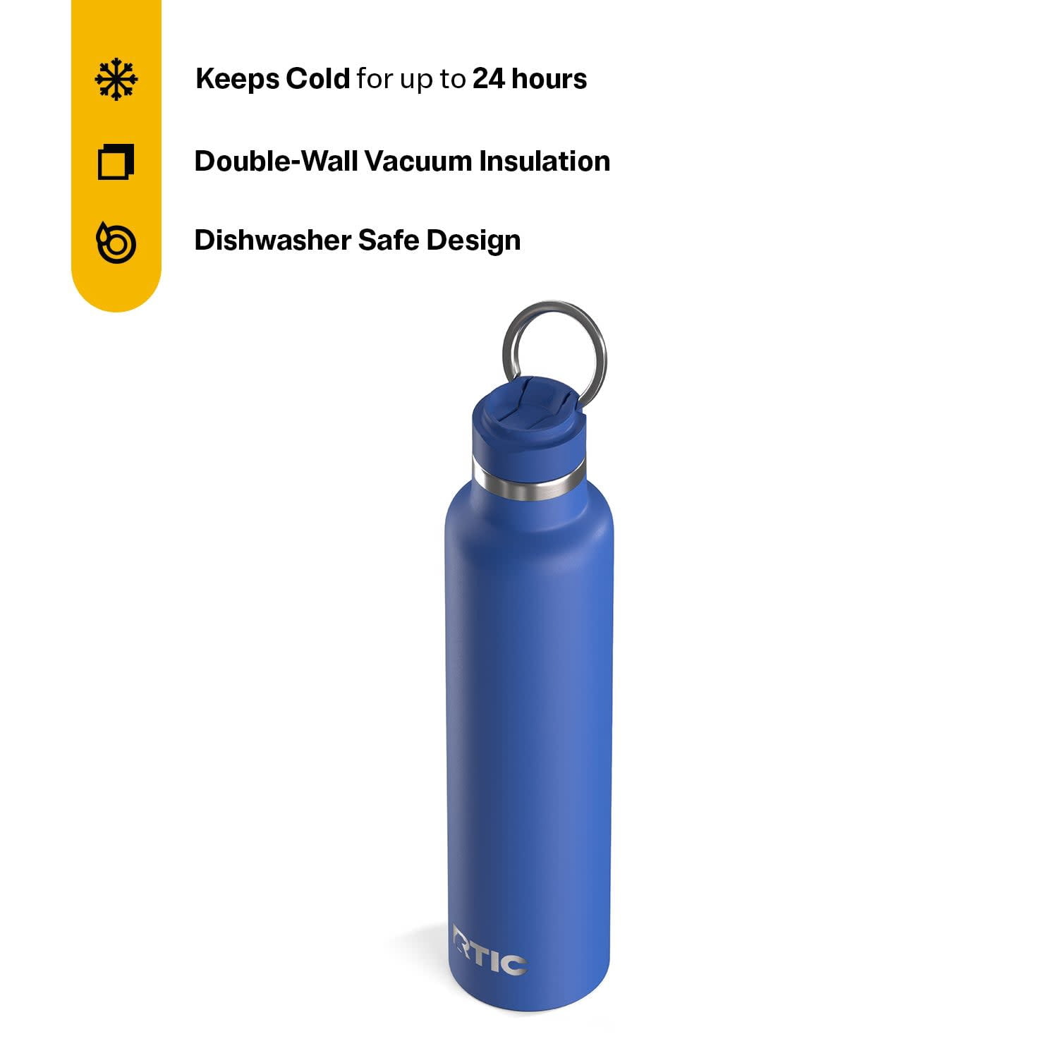 RTIC 26 oz Ceramic Lined Insulated Journey Water Bottle, Leak-Proof Lid, Cobalt