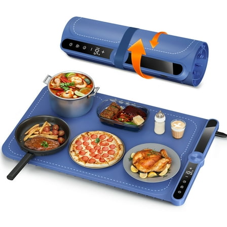 Skdwakiz Electric Warming Tray, Portable Rollable Food Warmer: 9 Temperature Settings - 8s Fast Heating Foldable Hot Plate for Buffet, Party, Family Gatherings, Holiday