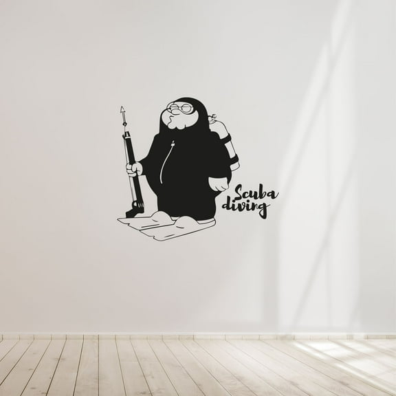 Peter Griffin Scuba Diving Family Guy Scuba Diver Scuba Diving Underwater Activity Vinyl Wall Art Sticker Wall Decal Home Kids Pool Area Living Room Swimming Wall Decor Design Size (10x10 inch)