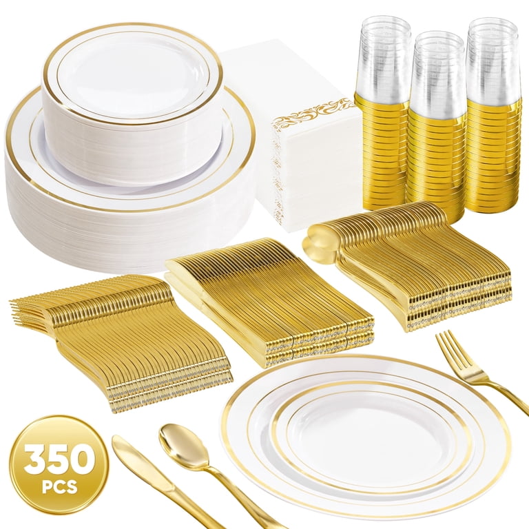 Daluvenix Gold Disposable Dinnerware Set, 350-Piece for 50 Guests photo 1
