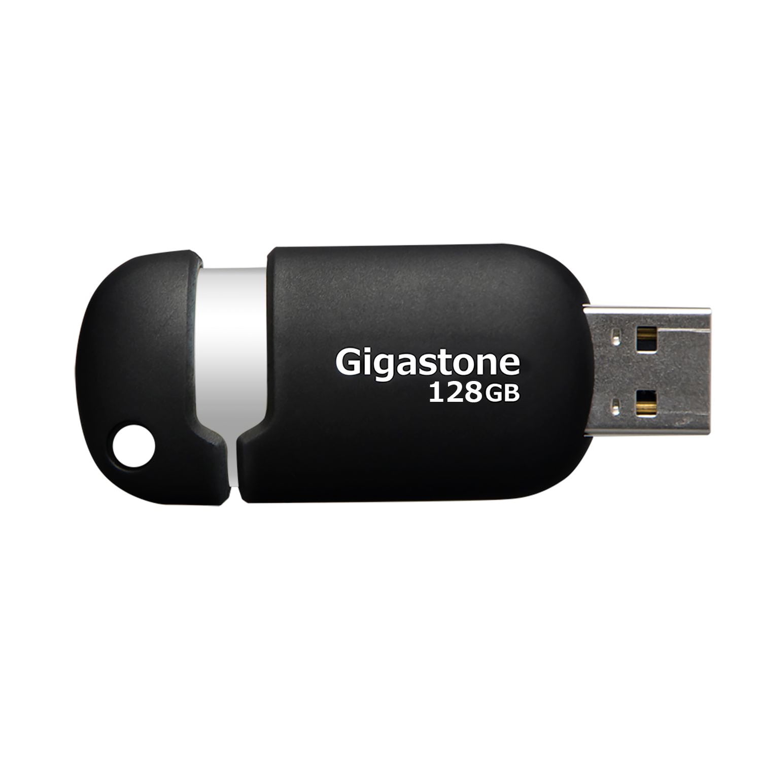 Gigastone V10 128GB USB 2.0 Flash Drive, Capless Retractable Design Pen Drive, Black and Silver, 2 Pack (2x128GB)