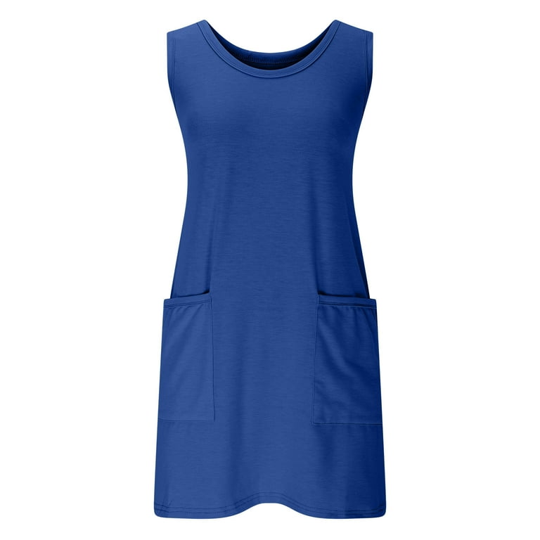 Maqroz Navy Blue Long Dress for Women Crew Neck Cute Casual Dresses Loose Plus  Size Dresses for Curvy A-Line Midi Dress Boho Sun Dress Wedding Guest Dress  Mini 90S Outfits Party Vestidos