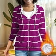 thumbnail image 2 of Htigea Striped Hoodies for Women Full Zip Up Hooded Long Sleeve Trendy Slim Fit Sweatshirts with Pockets Purple S, 2 of 9