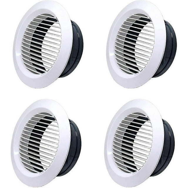 White Air Vent Grille, 4 Pcs Round Ceiling Diffuser, Plastic Air Vent Grille For Living And Business Rooms Ventilation, Kitchen, Bathroom, Toilet, Gar