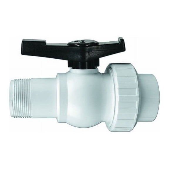 6.75" White and Black Hydro Tools Swimming Pool ABS Threaded Ball Valve