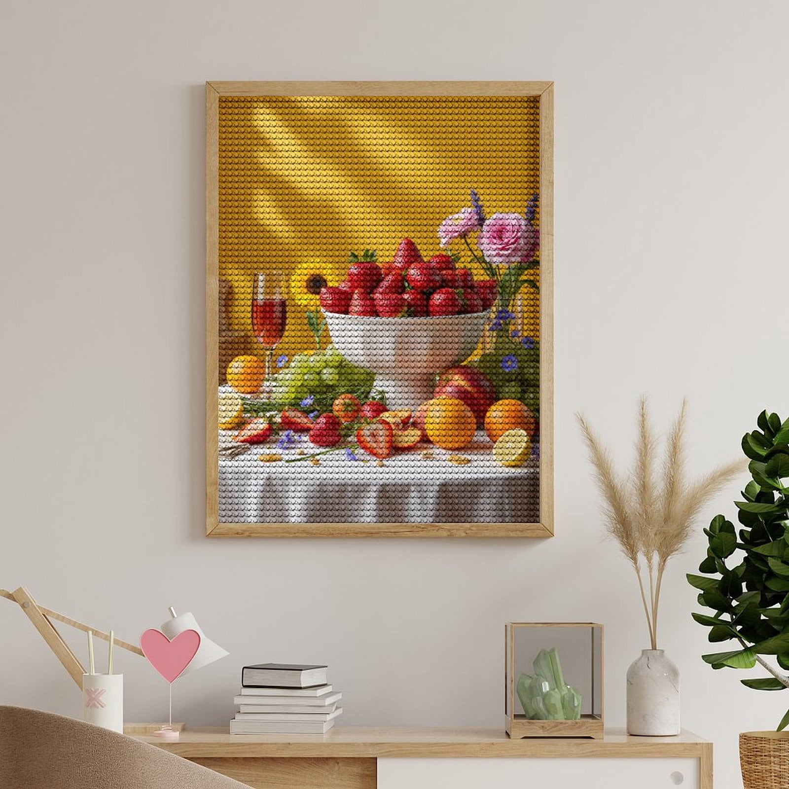 Diamond Art Kits for Adults, Strawberry Fruit Table Setting Floral 5D Diamond Painting Kits for Adults Beginners, DIY Full Drill Diamond Painting, Gem Art and Crafts 12x16