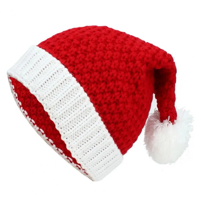 Sombrero de Navidad de punto con pompón blanco, gorro de Papá Noel, hilo de lana térmico, gorro de Papá Noel Unisex, gorro de Papá Noel, sombrero de Navidad para padre