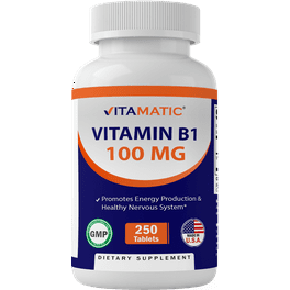 Vitamatic Vitamin B1 (As Thiamine Mononitrate) 100 mg - 250 Vegetarian Tablets