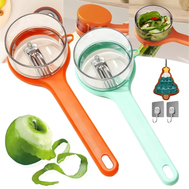 Vacemry 2Pcs Peeling Knife Multifunctional Double Sided Stainless Steel Blade Peeler With Storage Container For Carrot Potato Vegetable Fruit Kitchen Gadget Home Cooking Tool