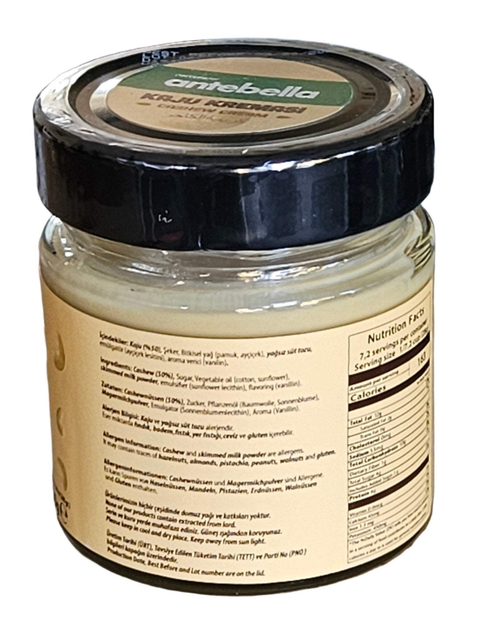 Antebella Cashew Nut Butter Cream, 50% Cashew, Spread for Bread, Sweet, Cakes, No Palm Oil, 200gr/7.06oz