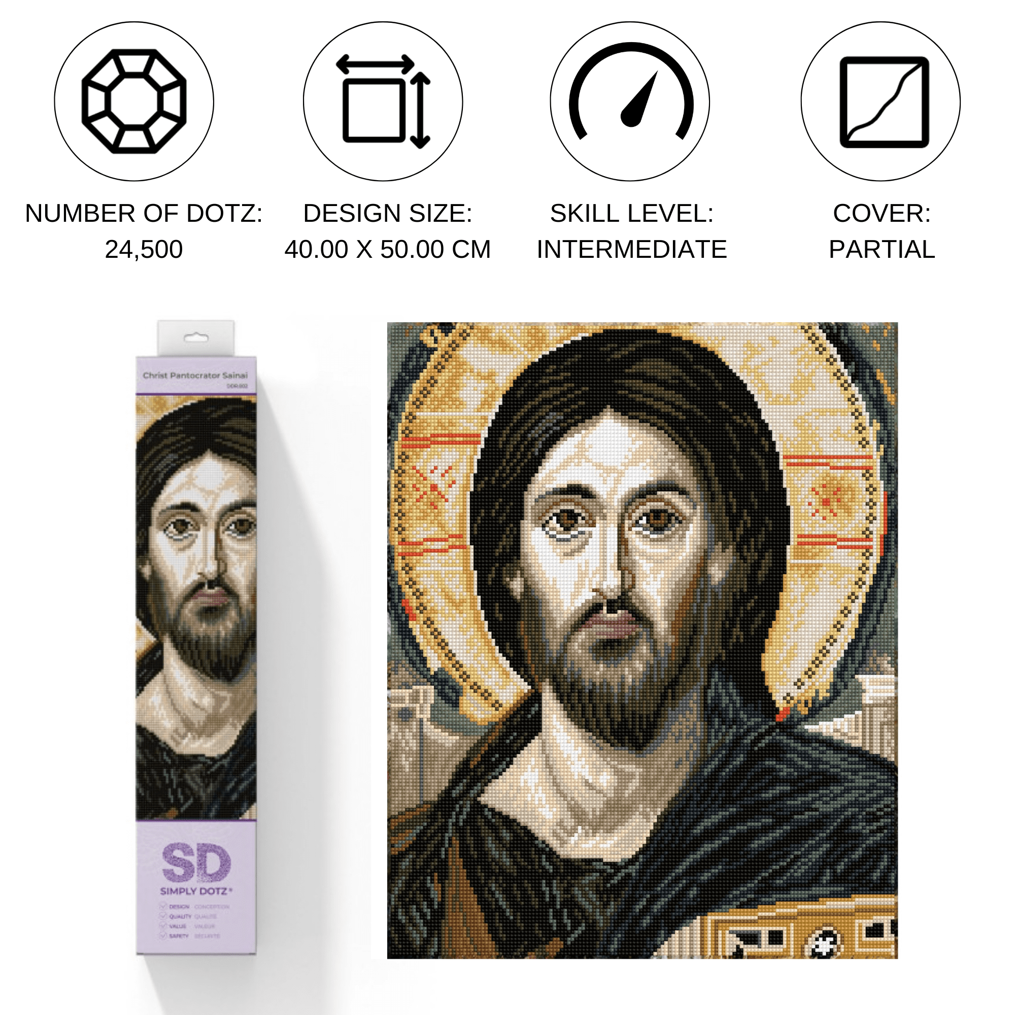 Diamond Dotz Christ Pantocrator Sainai Diamond Painting Kits for Adults - Diamond Art Kits a Relaxing Creative Craft Kit with Dotz Gems